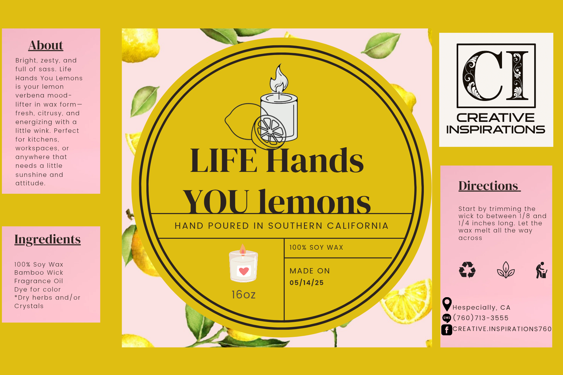 Life Hands You Lemons Candle